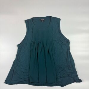 Simply Vera Vera Wang Tank Top Womens 2XL Teal Stretch Pintuck Detail Pullover